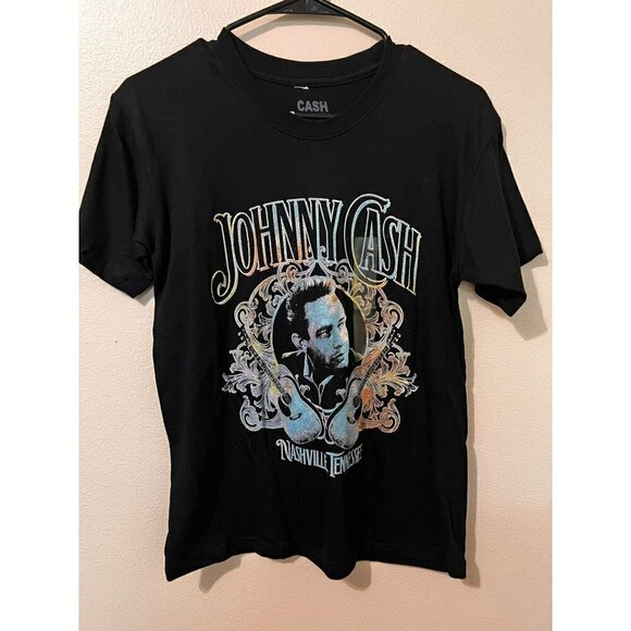 Johnny Cash Tops - Women's Johnny Cash Black T Shirt Size S